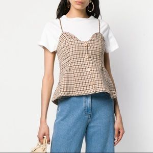 Nanushka Yucca Check Tweed Western Cami Top Sz S